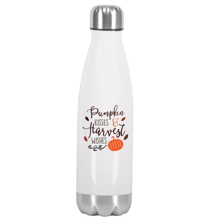 Pumpkin Kisses Harvest Wishes Stainless Steel Insulated Water Bottle