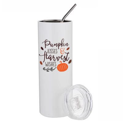 Pumpkin Kisses Harvest Wishes Stainless Steel Tumbler