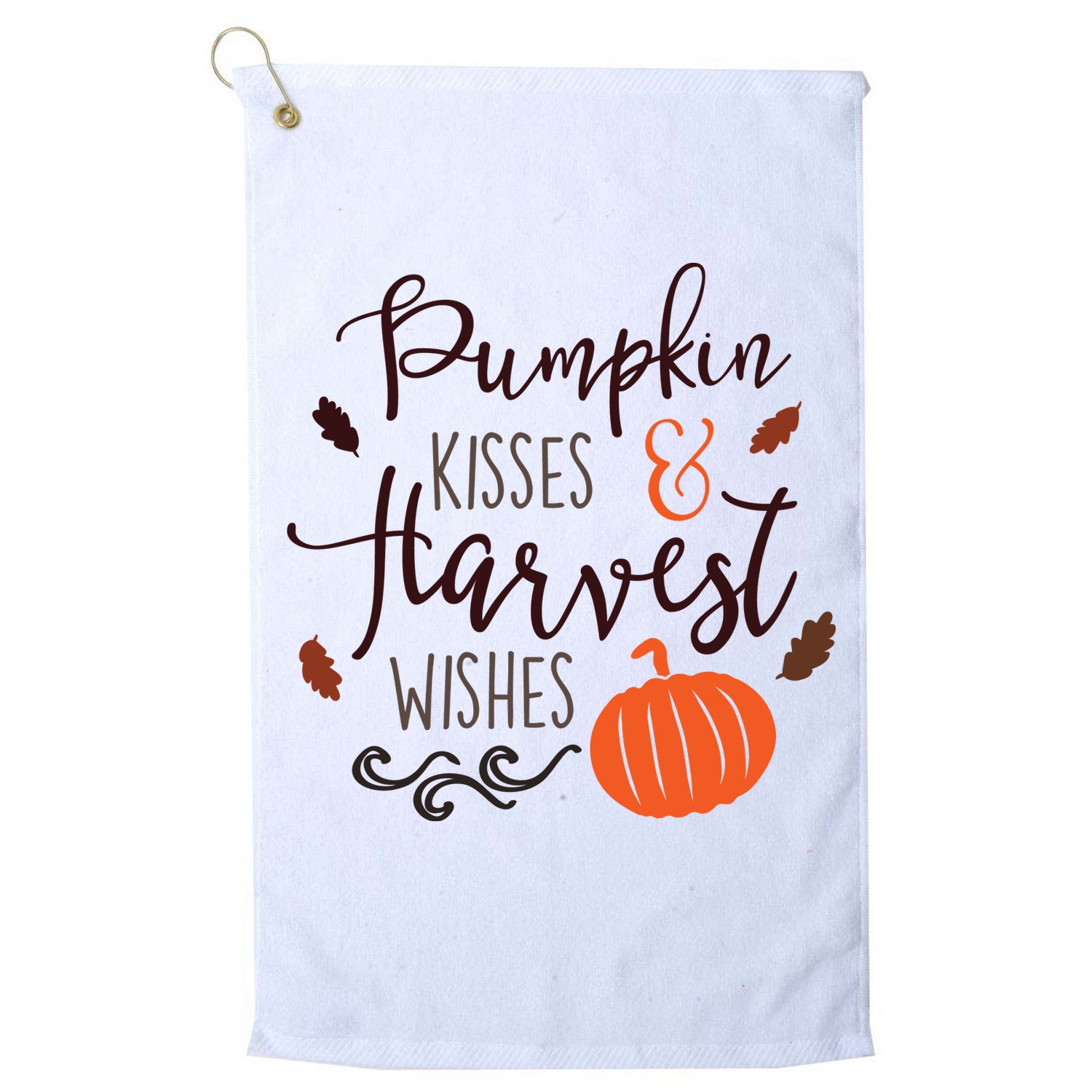 Pumpkin Kisses Harvest Wishes Golf Towel