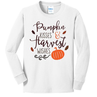 Pumpkin Kisses Harvest Wishes Kids Long Sleeve Shirt