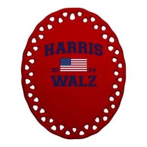 President Kamala Harris Tim Walz 2024 Election Vote Ceramic Oval Ornament