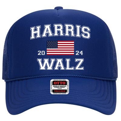 President Kamala Harris Tim Walz 2024 Election Vote High Crown Mesh Back Trucker Hat