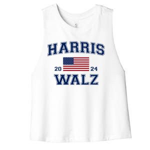 President Kamala Harris Tim Walz 2024 Election Vote Women's Racerback Cropped Tank