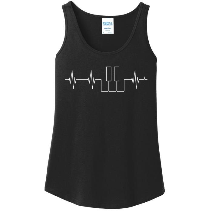 Piano Keys Hearbeat Ladies Essential Tank