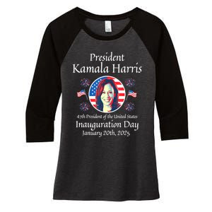 President Kamala Harris Inauguration 2025 Memorabilia Women's Tri-Blend 3/4-Sleeve Raglan Shirt