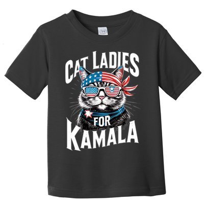 President Kamala Harris Funny Cat Ladies Glasses For Kamala 2024 Toddler T-Shirt