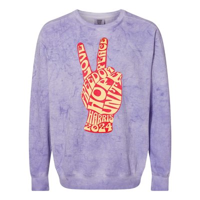 Pro Kamala Harris 2024 Peace Sign Colorblast Crewneck Sweatshirt