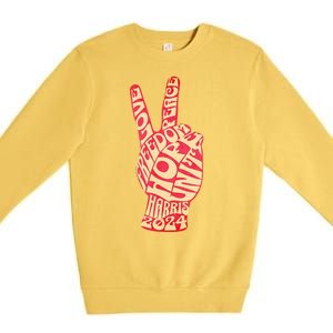 Pro Kamala Harris 2024 Peace Sign Premium Crewneck Sweatshirt