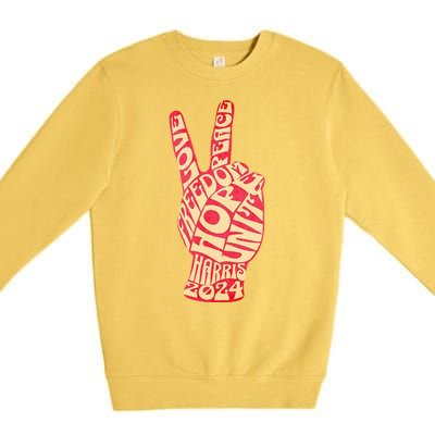 Pro Kamala Harris 2024 Peace Sign Premium Crewneck Sweatshirt