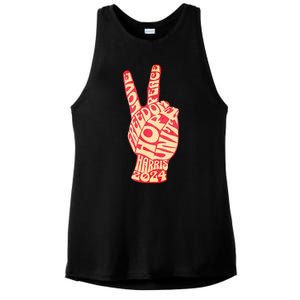 Pro Kamala Harris 2024 Peace Sign Ladies PosiCharge Tri-Blend Wicking Tank