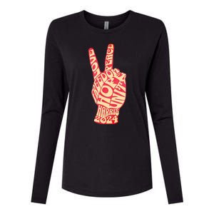 Pro Kamala Harris 2024 Peace Sign Womens Cotton Relaxed Long Sleeve T-Shirt