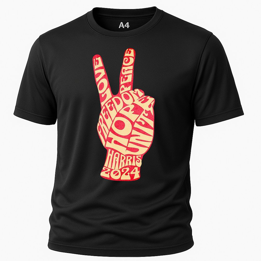 Pro Kamala Harris 2024 Peace Sign Cooling Performance Crew T-Shirt