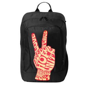 Pro Kamala Harris 2024 Peace Sign City Backpack