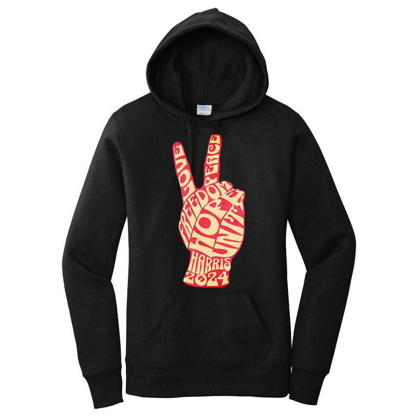 Pro Kamala Harris 2024 Peace Sign Women's Pullover Hoodie