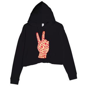 Pro Kamala Harris 2024 Peace Sign Crop Fleece Hoodie