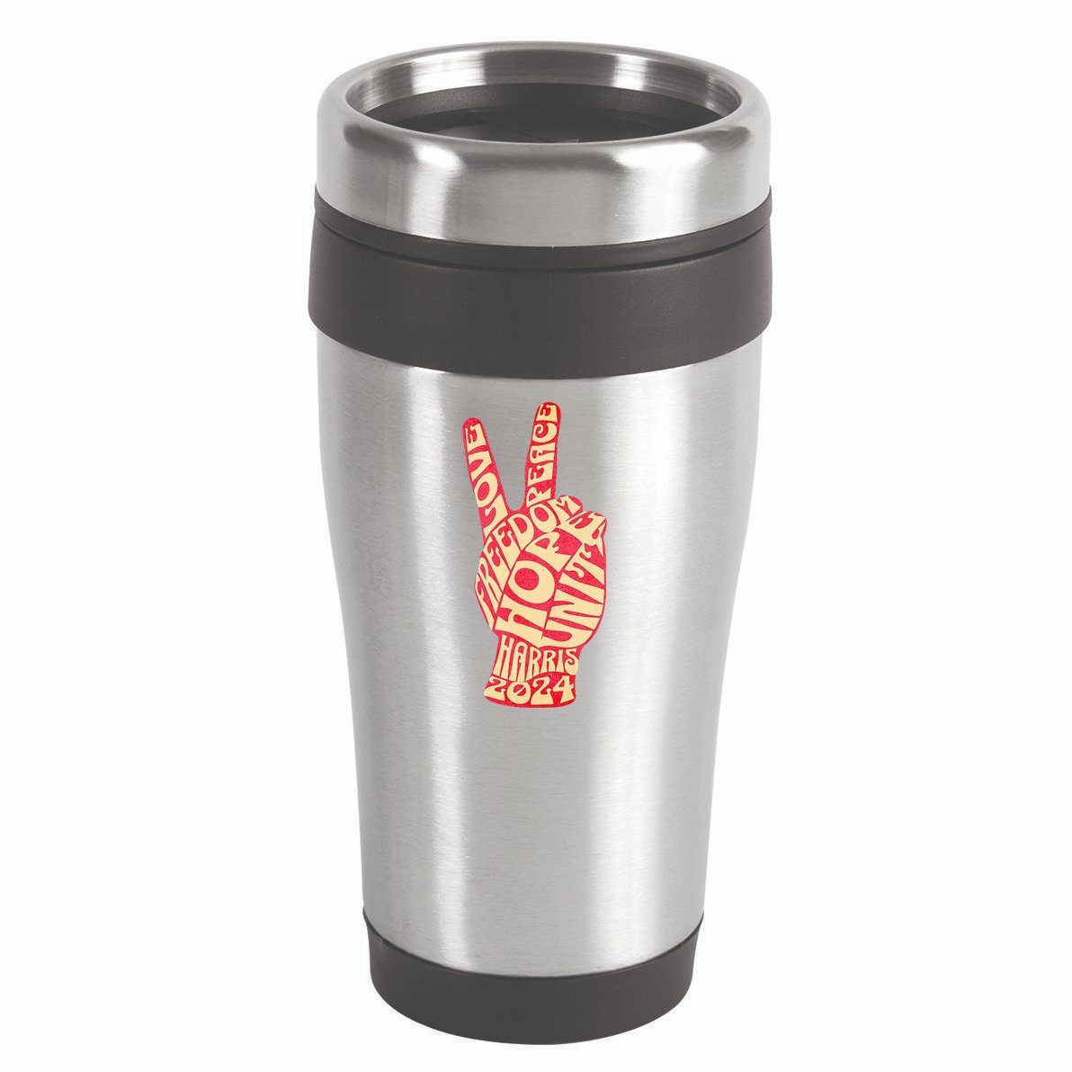 Pro Kamala Harris 2024 Peace Sign 16oz Travel Tumbler