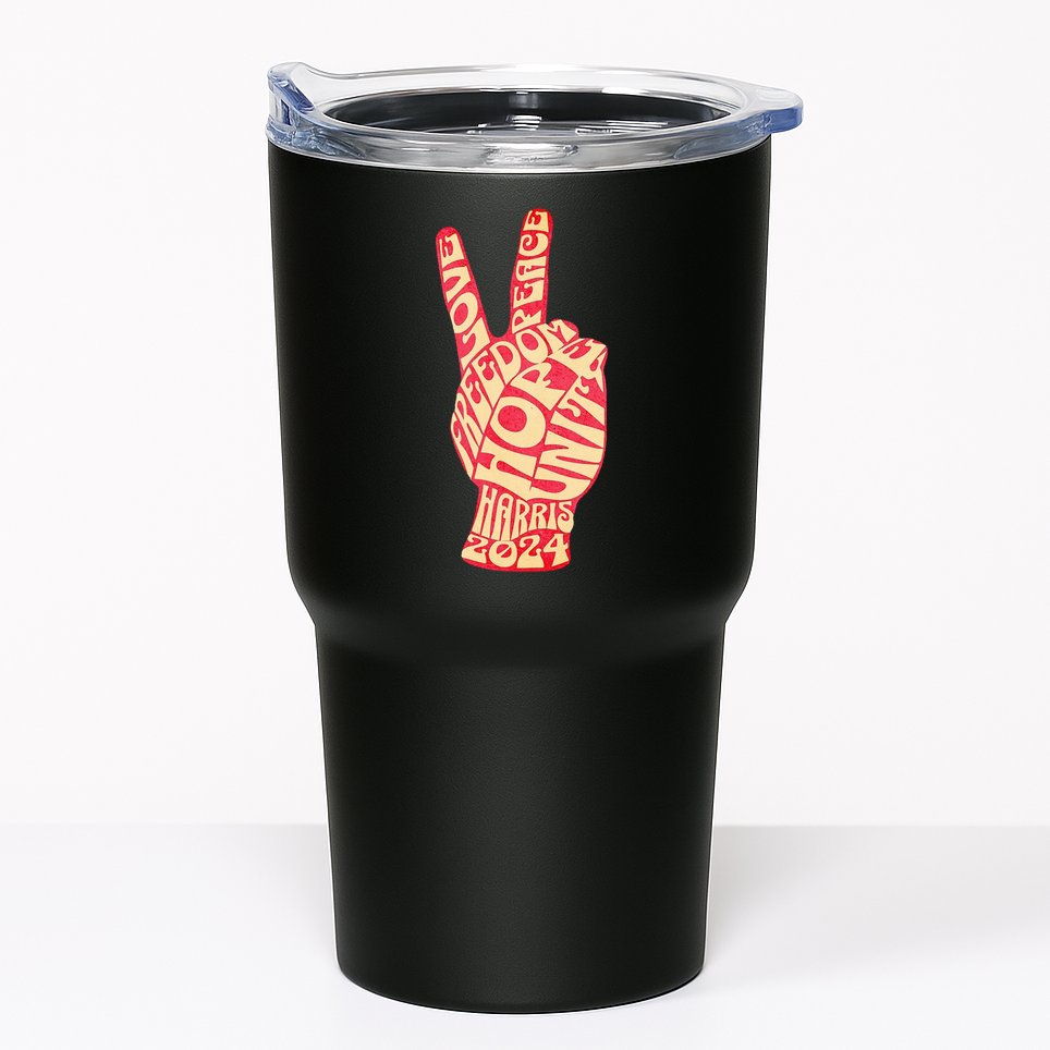 Pro Kamala Harris 2024 Peace Sign Tumbler