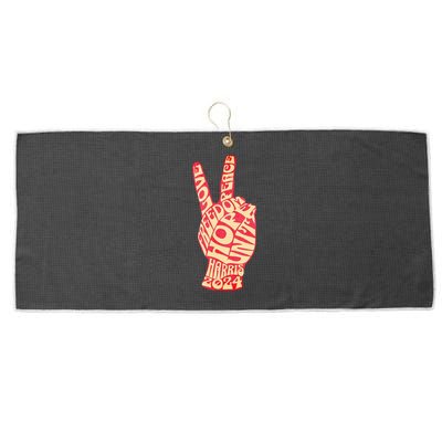 Pro Kamala Harris 2024 Peace Sign Large Microfiber Waffle Golf Towel