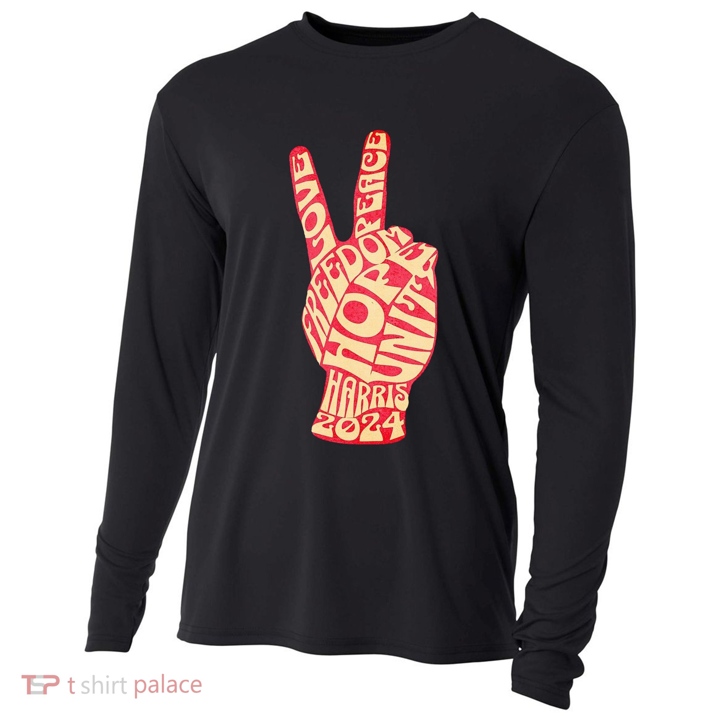 Pro Kamala Harris 2024 Peace Sign Cooling Performance Long Sleeve Crew