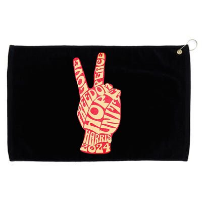 Pro Kamala Harris 2024 Peace Sign Grommeted Golf Towel