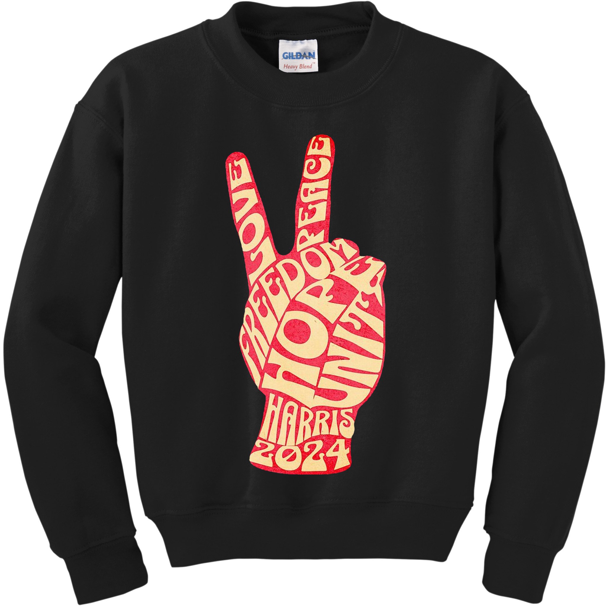 Pro Kamala Harris 2024 Peace Sign Kids Sweatshirt