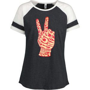 Pro Kamala Harris 2024 Peace Sign Enza Ladies Jersey Colorblock Tee