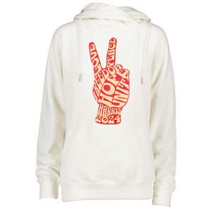 Pro Kamala Harris 2024 Peace Sign Womens Funnel Neck Pullover Hood