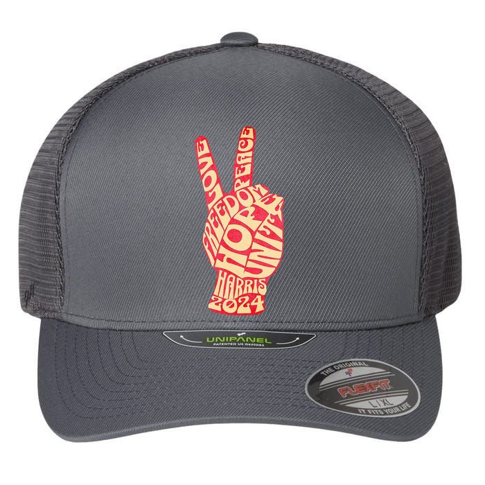 Pro Kamala Harris 2024 Peace Sign Flexfit Unipanel Trucker Cap