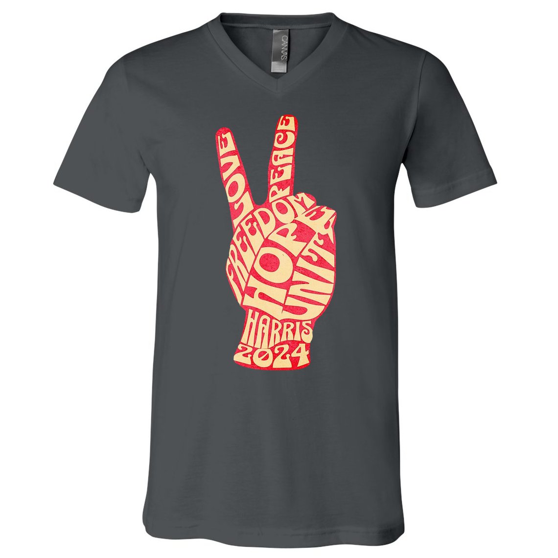Pro Kamala Harris 2024 Peace Sign V-Neck T-Shirt