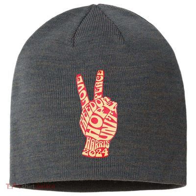 Pro Kamala Harris 2024 Peace Sign Sustainable Beanie