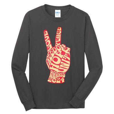 Pro Kamala Harris 2024 Peace Sign Tall Long Sleeve T-Shirt