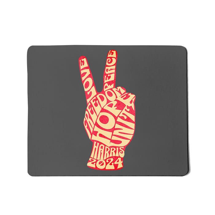 Pro Kamala Harris 2024 Peace Sign Mousepad