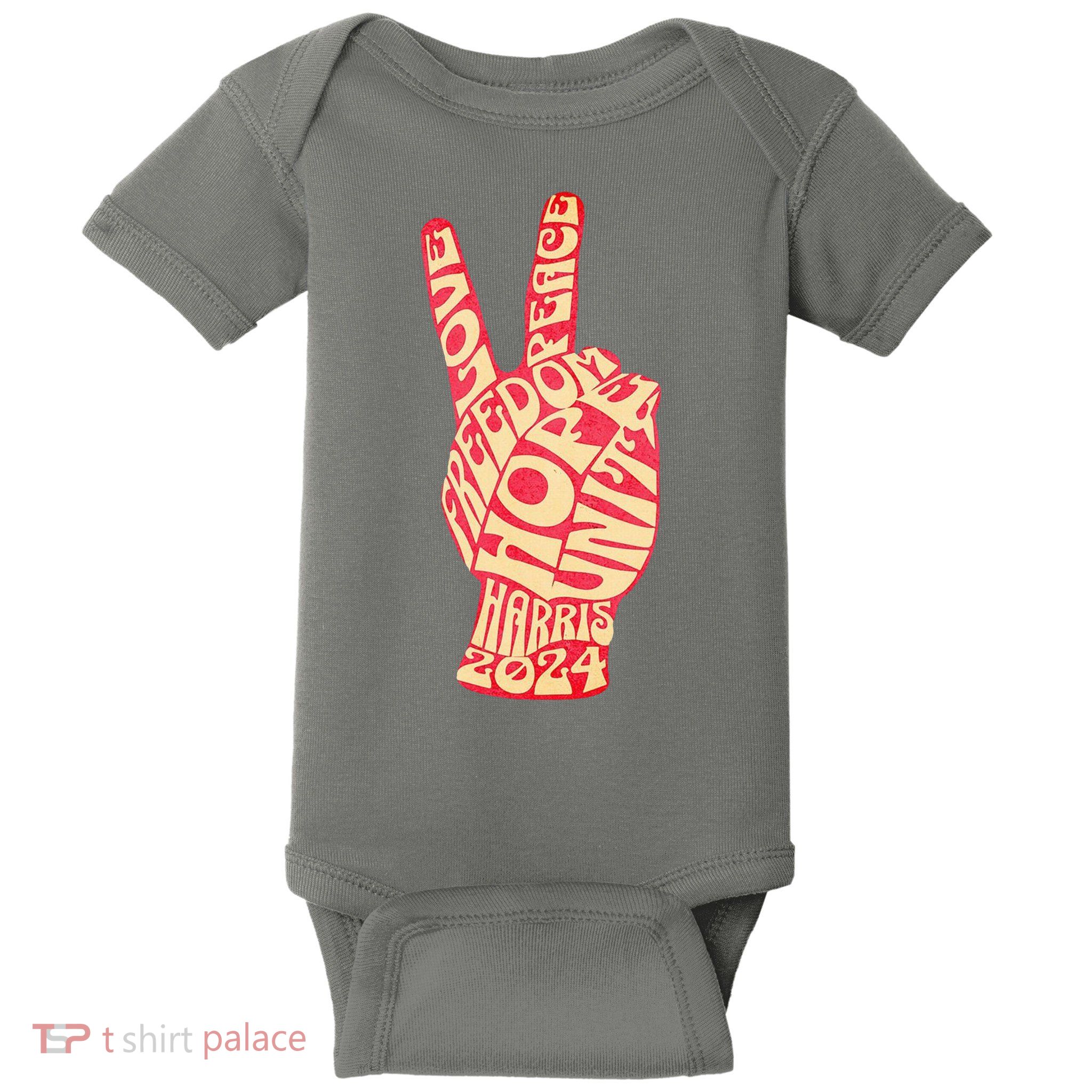 Pro Kamala Harris 2024 Peace Sign Baby Bodysuit