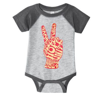 Pro Kamala Harris 2024 Peace Sign Infant Baby Jersey Bodysuit