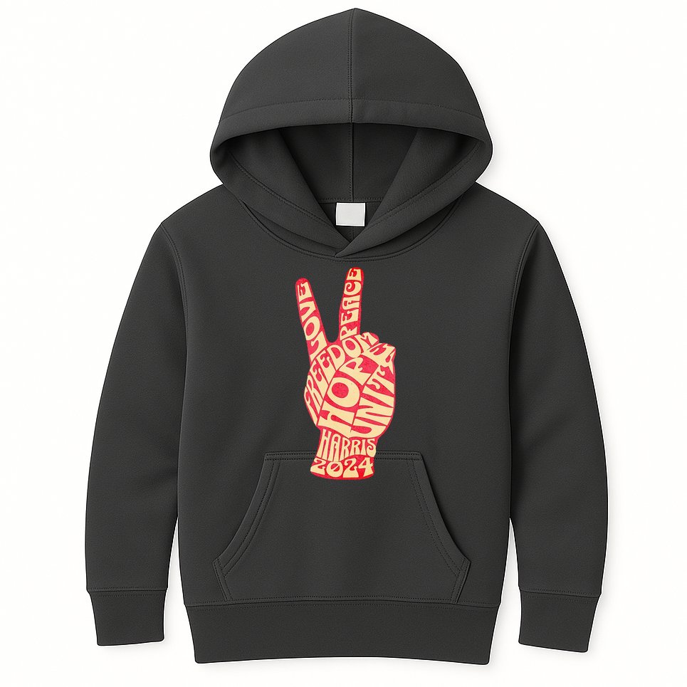 Pro Kamala Harris 2024 Peace Sign Kids Hoodie