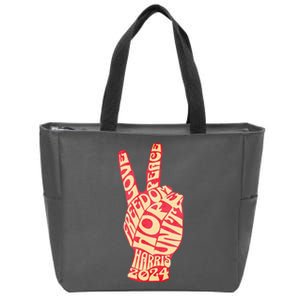 Pro Kamala Harris 2024 Peace Sign Zip Tote Bag