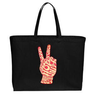 Pro Kamala Harris 2024 Peace Sign Cotton Canvas Jumbo Tote