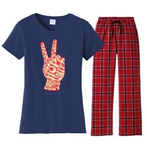 Pro Kamala Harris 2024 Peace Sign Women's Flannel Pajama Set