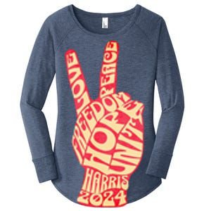 Pro Kamala Harris 2024 Peace Sign Women's Perfect Tri Tunic Long Sleeve Shirt