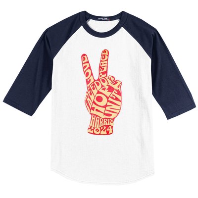 Pro Kamala Harris 2024 Peace Sign Baseball Sleeve Shirt