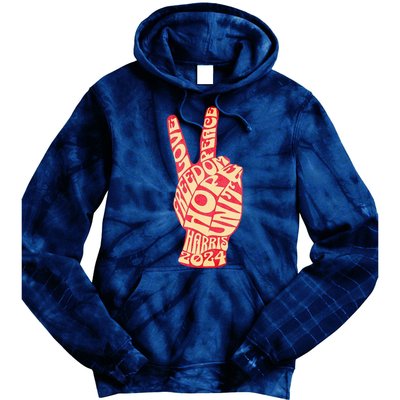 Pro Kamala Harris 2024 Peace Sign Tie Dye Hoodie