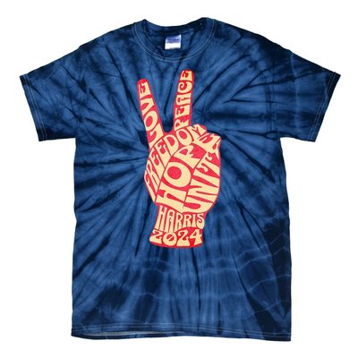 Pro Kamala Harris 2024 Peace Sign Tie-Dye T-Shirt