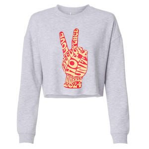 Pro Kamala Harris 2024 Peace Sign Cropped Pullover Crew