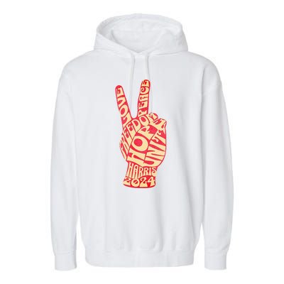 Pro Kamala Harris 2024 Peace Sign Garment-Dyed Fleece Hoodie