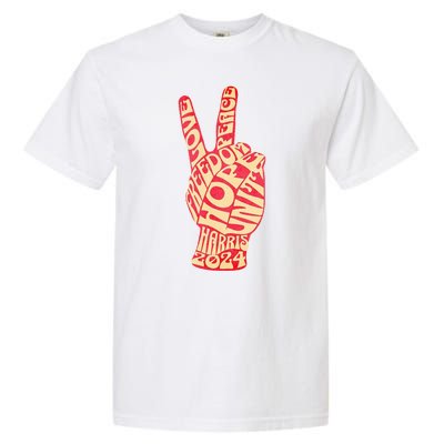 Pro Kamala Harris 2024 Peace Sign Garment-Dyed Heavyweight T-Shirt