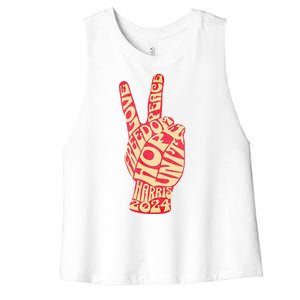 Pro Kamala Harris 2024 Peace Sign Women's Racerback Cropped Tank