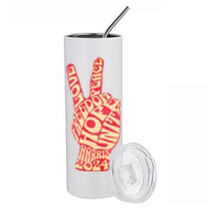 Pro Kamala Harris 2024 Peace Sign Stainless Steel Tumbler