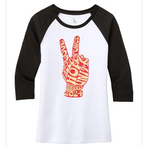 Pro Kamala Harris 2024 Peace Sign Women's Tri-Blend 3/4-Sleeve Raglan Shirt