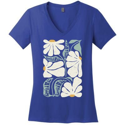 Pro Kamala Harris Waltz Flower Election Women's V-Neck T-Shirt