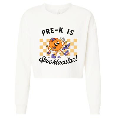 Pre K Is Spooktacular Halloween Pumpkin Spooky Cropped Pullover Crew